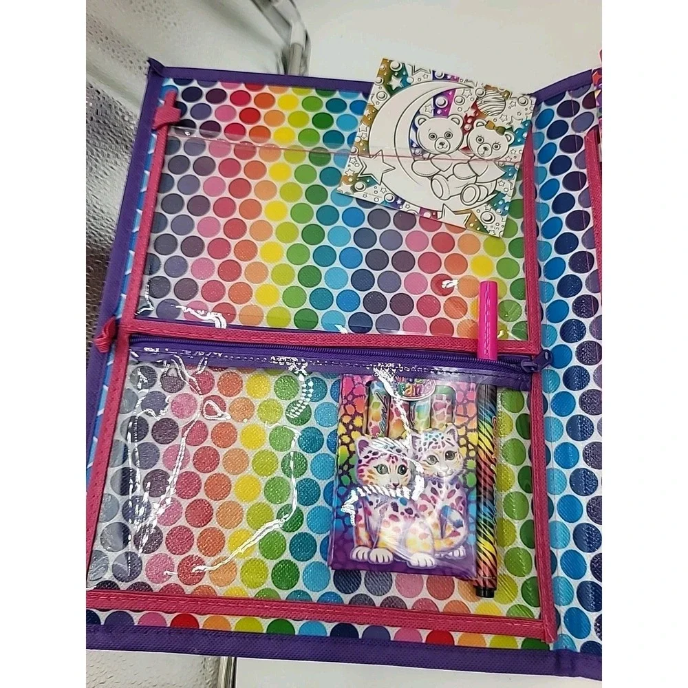 2022 Lisa Frank Tri-fold Case Puzzles Stickers Coloring Book Set Lot